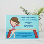 子供体操かわいいブルーガールズバースデーパーティー 招待状 (スタンド正面)