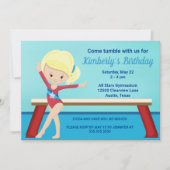 子供体操かわいいブロンド女の子の誕生日パーティー 招待状 (正面)