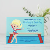 子供体操かわいいブロンド女の子の誕生日パーティー 招待状 (スタンド正面)