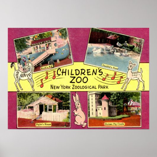 子供動物園,ブロンクス動物園, NYヴィンテージ ポスター (正面)