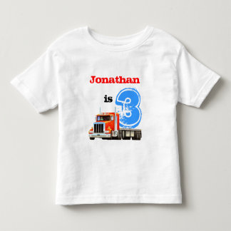 子供名前をカスタムするおよび年齢のトラックの第3誕生日 トドラーTシャツ