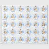 子供名愛サンタかわいいフクロウ ラッピングペーパー (フラット)