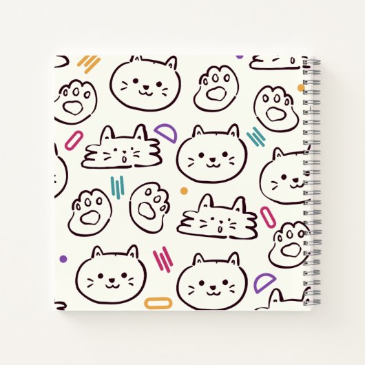 子供向けのかわいいカラフルな猫 ノートブック (裏面)