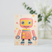 子供向けのかわいいカラフルロボットポストカード シーズンポストカード (スタンド正面)