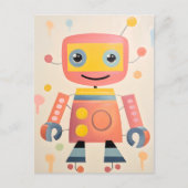 子供向けのかわいいカラフルロボットポストカード シーズンポストカード (正面)