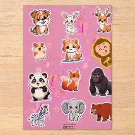 子供向けのかわいいキャラクター動物ステッカーシート アクリル招待状