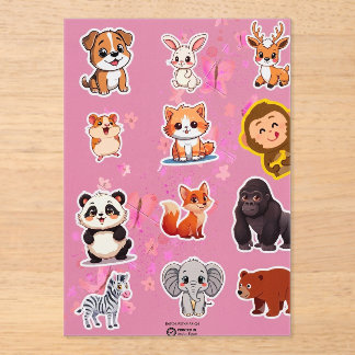 子供向けのかわいいキャラクター動物ステッカーシート アクリル招待状