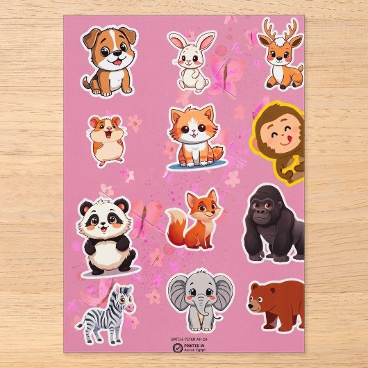 子供向けのかわいいキャラクター動物ステッカーシート アクリル招待状 (正面)