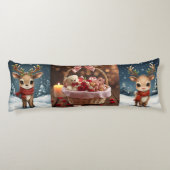 子供向けのかわいいトナカイのクリスマス寝具 冬 ボディピロー (裏面)