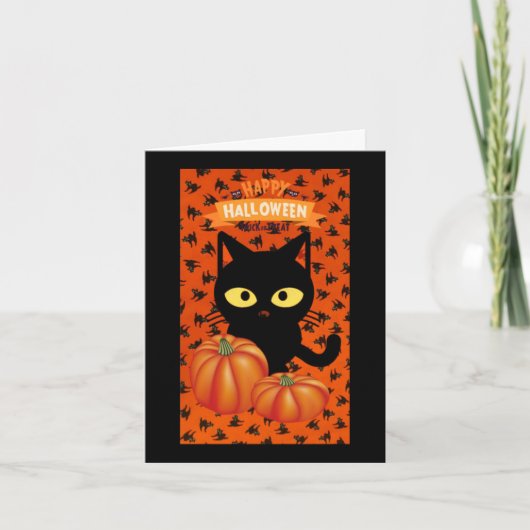 子供向けのかわいいハロウィン黒猫ノートカード カード (正面)