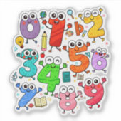 子供向けのかわいい数字キャラクターステッカー シール (正面)
