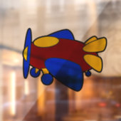 子供向けのかわいい赤黄色青の飛行機の漫画 ウィンドウサイン (シート2)