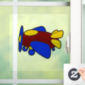 子供向けのかわいい赤黄色青の飛行機の漫画 ウィンドウサイン (ホーム)