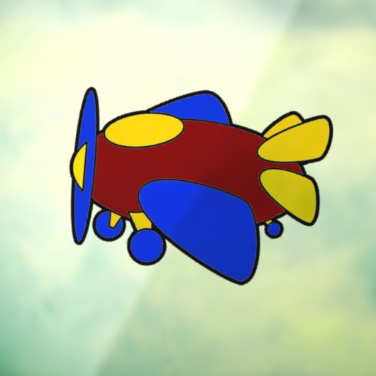 子供向けのかわいい赤黄色青の飛行機の漫画 ウィンドウサイン (シート3)