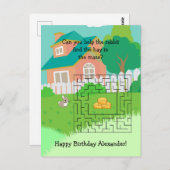 子供向けのウサギとハローバースデイメイズポストカード ポストカード (正面/裏面)