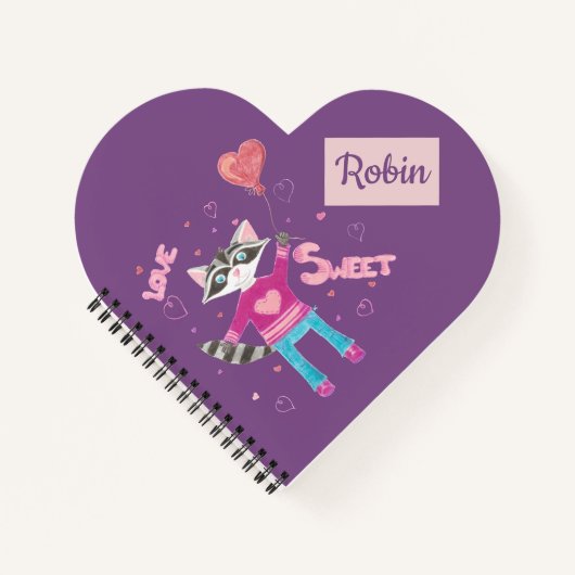 子供向けのカスタマイズされたレッサーパンダの紫ノートブック ノートブック (正面)