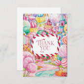 子供向けのキャンディランドの感謝カード サンキューカード (正面/裏面)