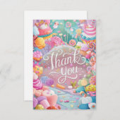 子供向けのキャンディーランドの感謝カード サンキューカード (正面/裏面)