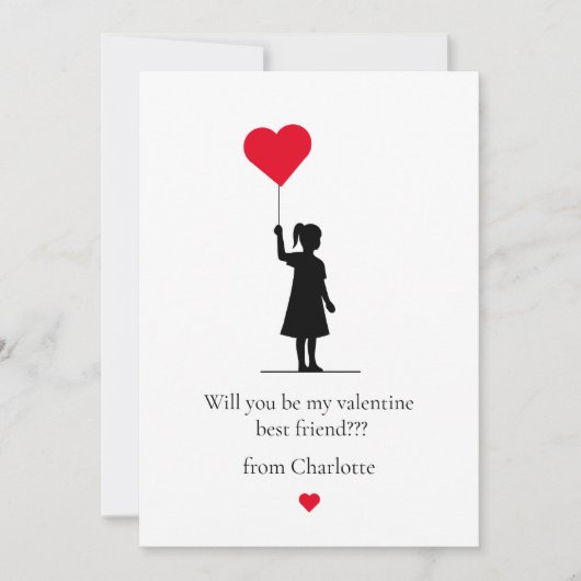 子供向けのキュートでモダンなシンプルなバレンタインカード シーズンカード (正面)