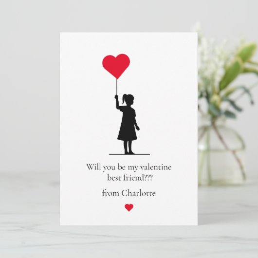 子供向けのキュートでモダンなシンプルなバレンタインカード シーズンカード (スタンド正面)