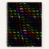 子供向けのクールな虹色のカラフルなかわいい恐竜 ノートブック (正面)