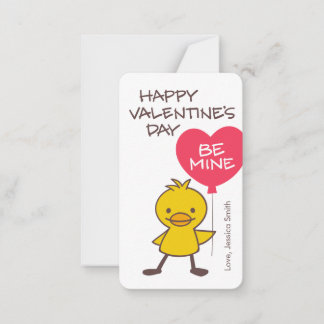 子供向けのダッキング BE MINE 風船 バレンタイン 授業用 ノートカード