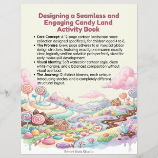 子供向けのプリント可能なキャンディランド迷路アクティビティブック チラシ