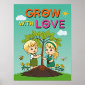 子供向けのポジティブな名言を飾ったキャラクターの成長をテーマにした壁掛けアート ポスター (正面)