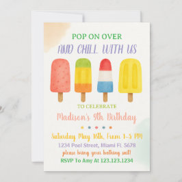 子供向けのポップシクル誕生日招待状 招待状