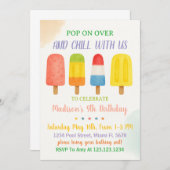 子供向けのポップシクル誕生日招待状 招待状 (正面/裏面)