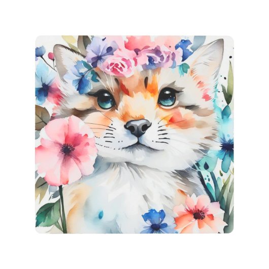 子供向けのレトロでかわいいヴィンテージ デザイン メタルプリント (正面)