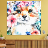 子供向けのヴィンテージ レトロ かわいいデザイン キャンバスプリント (インサイチュ (リビング))