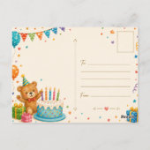 子供向けの可愛いテディベアの誕生日ポストカード ポストカード (裏面)