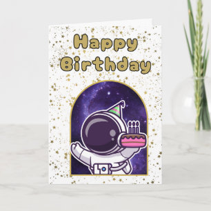 子供向けの可愛い宇宙飛行士の宇宙の誕生日カード カード