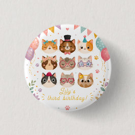 子供向けの可愛い猫の誕生日ピンバッジ 缶バッジ