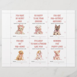 子供向けの子犬バレンタインデーカード 教室用 レターヘッド