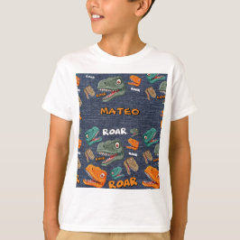 子供向けの恐竜のキャラクターパターン Tシャツ
