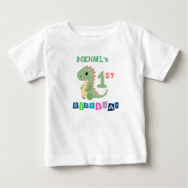 子供向けの恐竜の1歳誕生日Tシャツ ベビーTシャツ