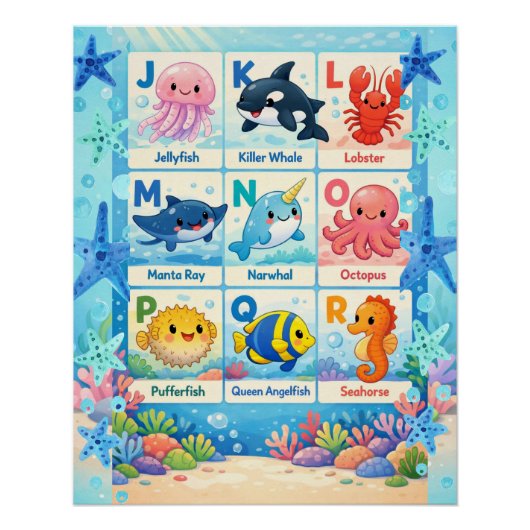 子供向けの教育的な海洋壁画 ポスター (正面)