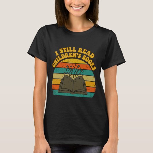 子供向けの本を読むおかしいヴィンテージ レトロ男性 Tシャツ (正面)