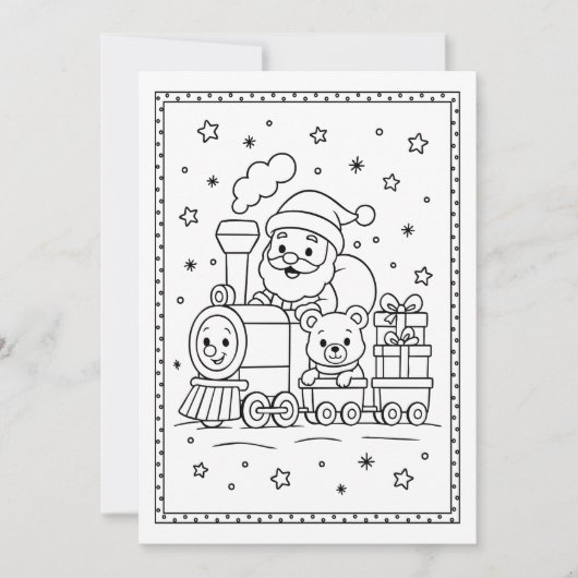子供向けの楽しいクリスマスサンタのぬりえ フラットノートカード シーズンカード (正面)