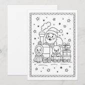 子供向けの楽しいクリスマスサンタのぬりえ フラットノートカード シーズンカード (正面/裏面)