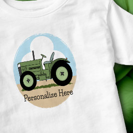 子供向けの緑の農場トラクターのカスタマイズ商品 トドラーTシャツ