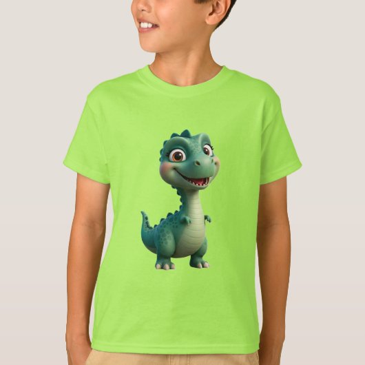 子供向けの赤ちゃん恐竜キャラクター Tシャツ (正面)