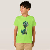 子供向けの赤ちゃん恐竜キャラクター Tシャツ (正面フル)