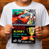 子供向けの速くて楽しいレースカーの誕生日カード 招待状