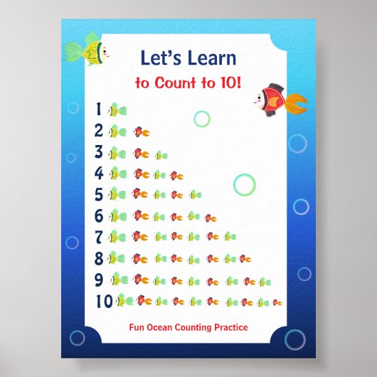 子供向けの1から10までの数字を学ぶポスター ポスター (正面)