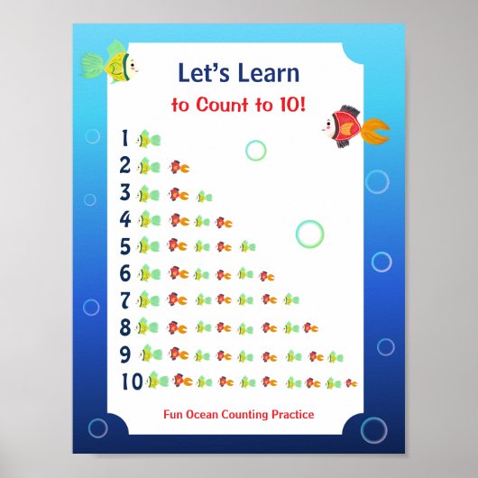 子供向けの1から10までの数字を学ぶポスター ポスター (正面)