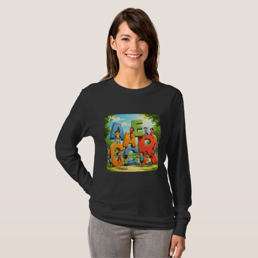 子供向けアルファベット学習ロンT Tシャツ (正面フル)