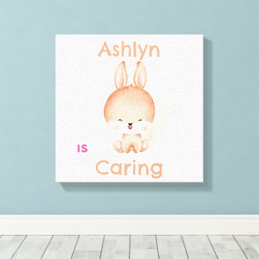 子供向けカスタマイズウサギアート | 寝室装飾 キャンバスプリント (インサイチュ (ウッドフロア))